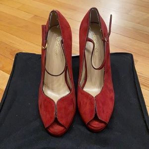 Peep toe red platform stiletto heel